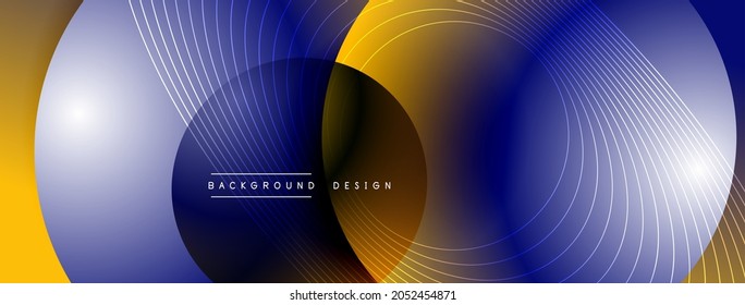 Gradient circles with shadows. Vector techno abstract background. Modern overlapping forms wallpaper background, design template
