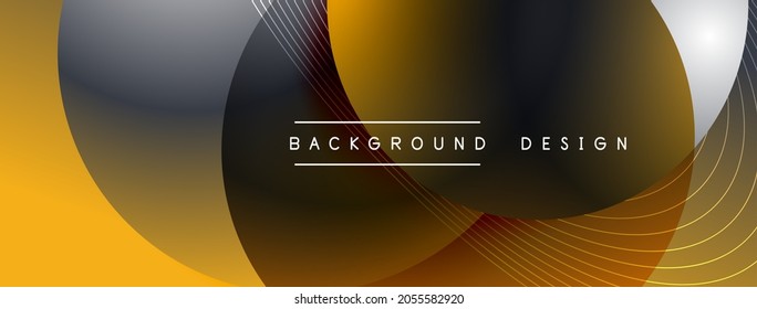 Gradient circles with shadows. Vector techno abstract background. Modern overlapping forms wallpaper background, design template