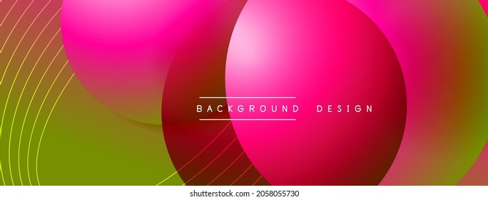 Gradient circles with shadows. Vector techno abstract background. Modern overlapping forms wallpaper background, design template