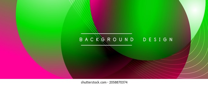 Gradient circles with shadows. Vector techno abstract background. Modern overlapping forms wallpaper background, design template