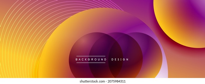 Gradient circles with shadows. Vector techno abstract background. Modern overlapping forms wallpaper background, design template