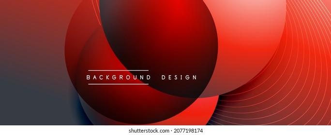 Gradient circles with shadows. Vector techno abstract background. Modern overlapping forms wallpaper background, design template