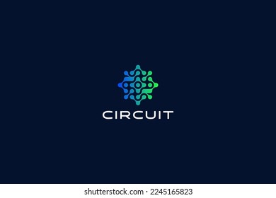 Gradient Circuit Electronic Motherboard and Chip Logo Concept for Business Digital and Computer