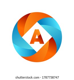 Gradient circular logo imitation camera aperture light air