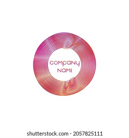 Gradient circular logo template. Neon colors rainbow round shape in space style. Violet, orange, pink colors circle, metal concept. Logo, emblem element for branding