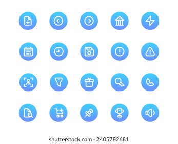 Gradient Circular Outline Style User Interface Icon Pack. Collection of Essential Icon Sets, Perfect for Websites, Landing Pages, Mobile Apps, Presentations and for UI UX Needs.