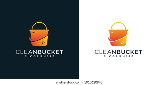 Gradient cleaner bucket logo design inspiration template element