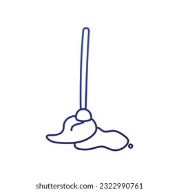 Gradient Cleaning mop line icon. Vector illustration on white background.