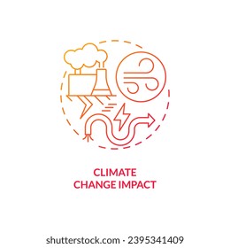 Concepto de impacto del cambio climático degradado, vector aislado, icono de línea delgada que representa el ajuste de la frontera de carbono.