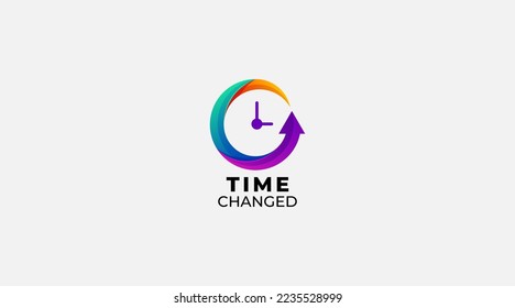 Gradient Clock Time changed vector logo design illustration vector icon
