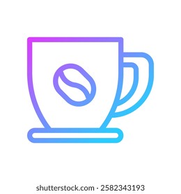 Gradient Coffee Mug Icon with Bean Detail Art