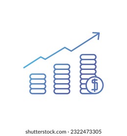 Gradient Coins line icon. Vector illustration on white background. Flat style.