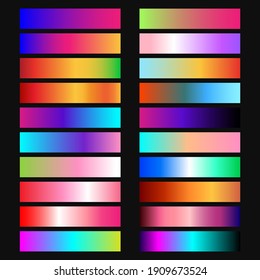Gradient collection pallet modern neon multicoloured graphic design elements ribbons