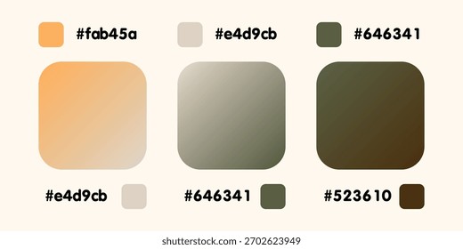 Coleção de gradientes, holograma do arco-íris brilhante. Textura holográfica, verde, laranja, gradação marrom. Catálogo de paletas de amostras em RGB HEX. Conjunto de vetor para quadro, borda, outro design.