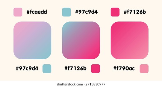 Farbverlauf-Kollektion, glänzendes Regenbogen-Hologramm. Holografische Folientextur, blau, rosafarbene Abstufung. Katalog der Probenpaletten in RGB HEX. Vektorgrafik-Set für Rahmen, Rahmen, anderes Design.