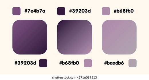 Farbverlauf-Kollektion, glänzendes Regenbogen-Hologramm. Holografische Folientextur, PURPLE, violett, grau. Katalog der Probenpaletten in RGB HEX. Vektorgrafik-Set für Rahmen, Rahmen, anderes Design.