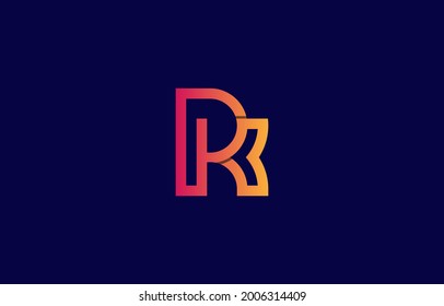 gradient color 3d connected alphabet letter rk, kr logo design