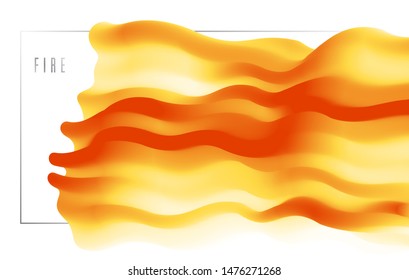 Gradient color 3D flame fluid shape vector abstract background, dynamic dimensional design element in motion, trendy modern style.