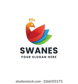 Gradient Color Abstract Swan Illustration Logo