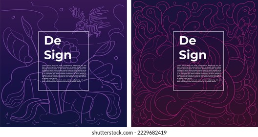 gradient color background with abstract pattern lines Post design template Colorful with Dummy Text for Web Design, Landing Page, banner, poster and Printables.