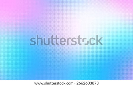 Gradient color background with geometric halftone pattern.