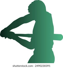 Gradient Color Baseball Player Silhouette. Flat Vector Silhouette.