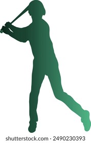 Gradient Color Baseball Player Silhouette. Flat Vector Silhouette.