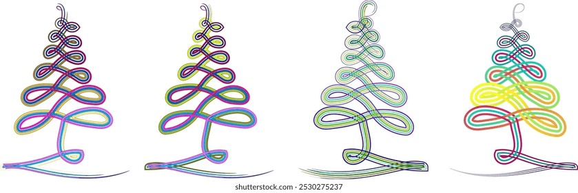 gradient color Christmas Tree, Tree Drawing Winter Christmas Vector Silhouette