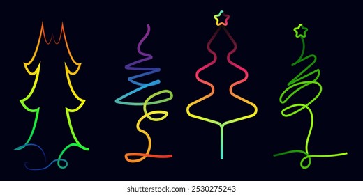 gradient color Christmas Tree, Tree Drawing Winter Christmas Vector Silhouette