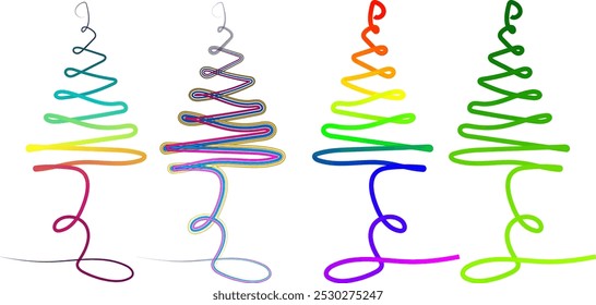 gradient color Christmas Tree, Tree Drawing Winter Christmas Vector Silhouette