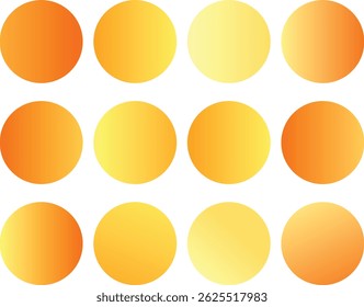 Gradient color circles in varying shades of yellow and orange arranged on white background