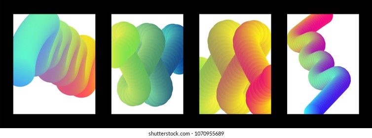 Gradient color covers set. Color shapes composition. Futuristic design posters. Eps10 vector.