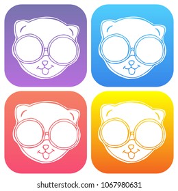 Gradient Color of Cute Fashion Dog Sunglasses Animal Pet Head. Flat Line Icon, Sign, Symbol Isolated Background. Graphic Design Abstract Art, Elements, Vector Illustration EPS 10