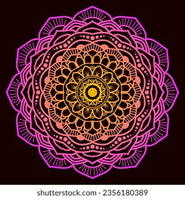 Gradient color Decorative ornament Ethnic mandala design background. Mandala abstract, colorful, Vector background, wallpaper, Luxury mandala, Decorative ornaments patterns, design elements.