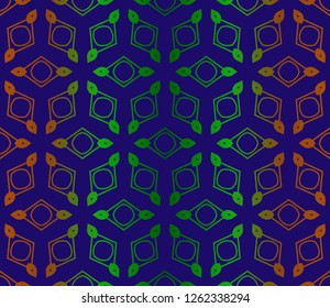 Gradient color Design With Abstract Hand Drawn Floral Pattern With Decorative Element. Vector Illustration. Seamless.