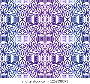 Gradient color Design With Abstract Hand Drawn Floral Pattern With Decorative Element. Vector Illustration. Seamless.