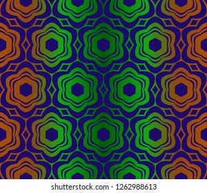 Gradient color Design With Abstract Hand Drawn Floral Pattern With Decorative Element. Vector Illustration. Seamless.