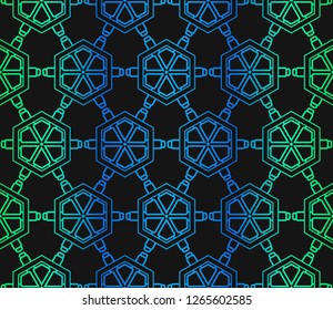 Gradient color Design With Abstract Hand Drawn Floral Pattern With Decorative Element. Vector Illustration. Seamless.
