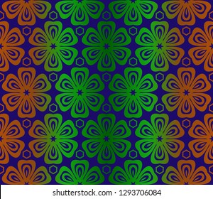 Gradient color Design With Abstract Hand Drawn Floral Pattern With Decorative Element. Vector Illustration. Seamless.