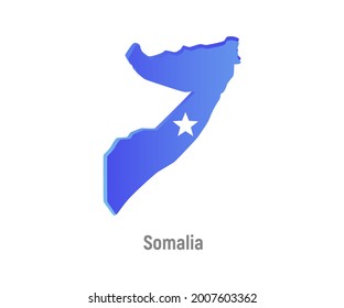 Gradient color design of the map of the country of Somalia. Unusual three dimensional color style, bright design. Vector eps 10.