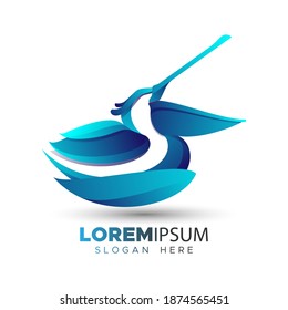 Gradient Color Duck Template vector