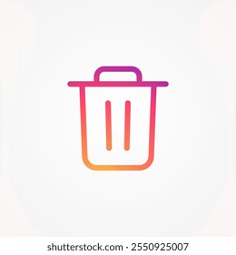 Gradient color dumpster icon, trash bin, delete, garbage, trash can. Vector