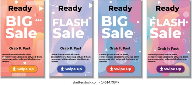 Gradient Color Dynamic modern fluid mobile for sale and promotion banners. Sale banner template design, Flash sale special offer set and can use for instagram