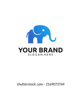 Diseño del logotipo del elefante de color degradado