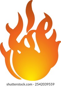 Gradient color fire,flame,flaming image icon - Vector illustration