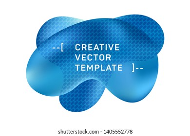 Gradient color fluid shapes banner with halftone pattern. Vector geometric gradient shapes overlap banner design. Abstract shapes composition template.