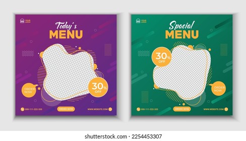 Gradient Color Food Menu Social Media Banner Template.