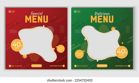 Gradient Color Food Menu Social Media Banner Design.