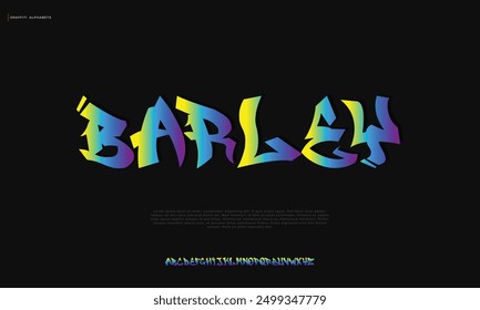 Gradient color Graffiti Style Typography Artistic Font Design A, B, C, D, E, F, G, H, I, J, K, L, M, N, O, P, Q, R, S, T, U, V, W, X, Y, Z and Arab numerals 0, 1, 2, 3, 4, 5, 6, 7, 8, 9 Graffiti font.