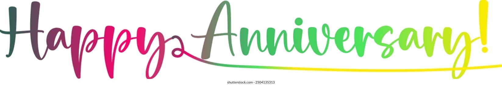 gradient color, Happy Anniversary Calligraphic Inscription. Calligraphic Lettering Design Template. Creative Typography for Greeting Card, Gift Poster, Banner